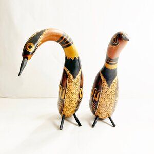 Set of 2 Imported Decorative Wooden Birds , each w/ Rattle sound when shaken
